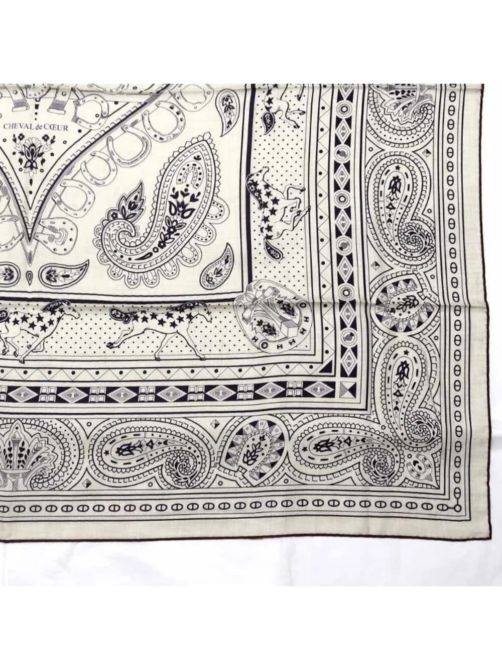 Hermes Carre Geant 140 Cheval Cool Bandana Scarf Shawl Cashmere Silk